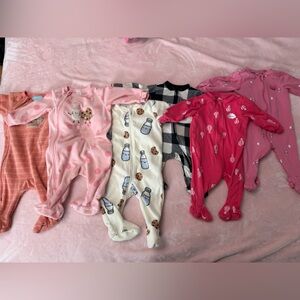 6 month girls lot of Charming Pink and Cream Kids Pajama Set sleepers